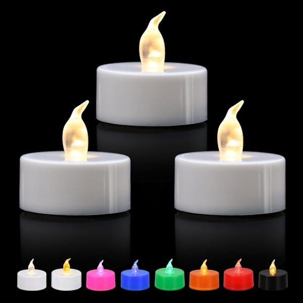 Flimrende Flammeløse LED-lys, Varer 200+ timer, til Dekoration (12 Pak, Varmt Hvidt)