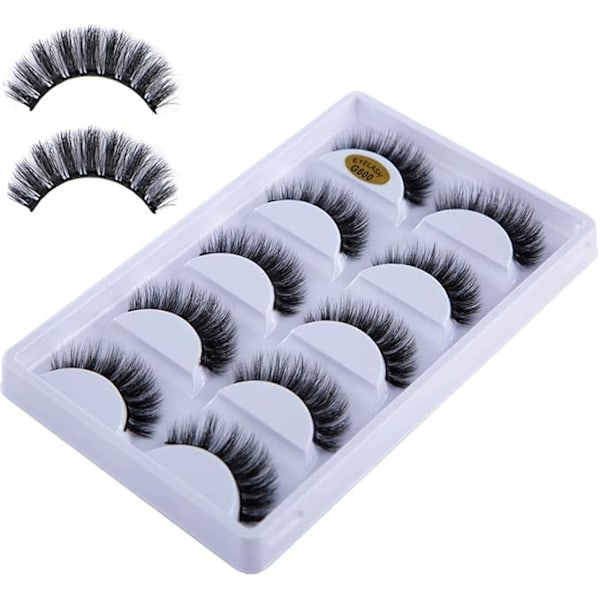 (iLashes.SE) 5 par falske øjenvipper - 3D faux mink G600 sort (iLashes.SE) (G-600)