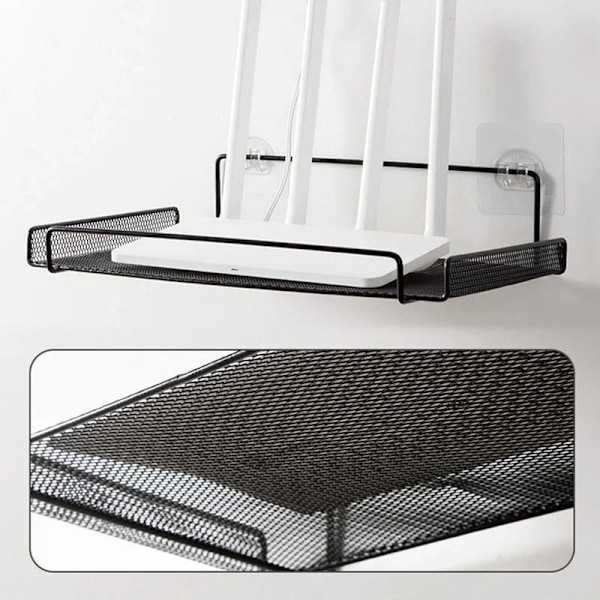 Väggmonterad Routerhållare TV Set-Top Box Hållare Metall Router Förvaringsställ [GKS] Black
