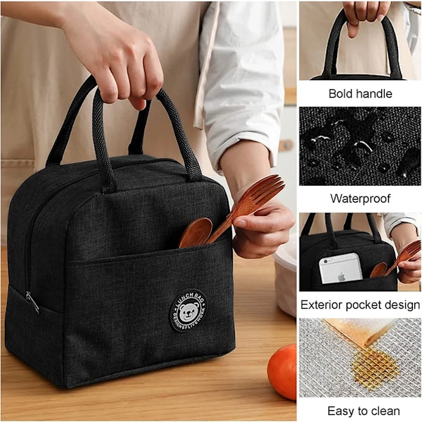 Lille køletaske, foldbar mini madtaske med lynlås, vandtæt madtaske, picnictaske, køletaske (lilla)