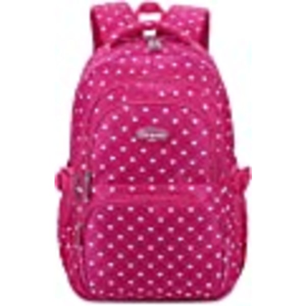 Ryggsäck för kvinnliga mellanstadieelever, söt skolväska, casual utomhusryggsäck, rosa röd