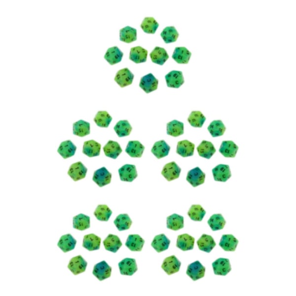 1/2/5 10 kpl valaisevia monisivuisia noppia Noctilucent D20 -setti Sininen+Vihreä 10 kpl [GKS] Blue+Green 10 Pcs 5Set