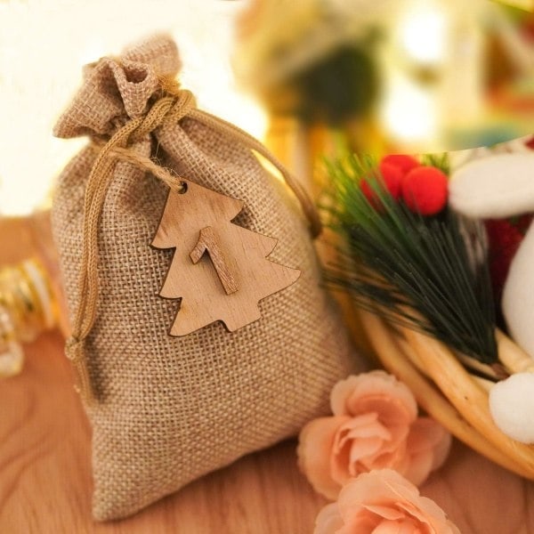 20 stycken jutesäckar Juteväskor 15 x 20 cm påsar för adventskalendrar, smycken, gästgåvor och pyssel, jutesäckar, tygpåsar - Jul WELLNGS