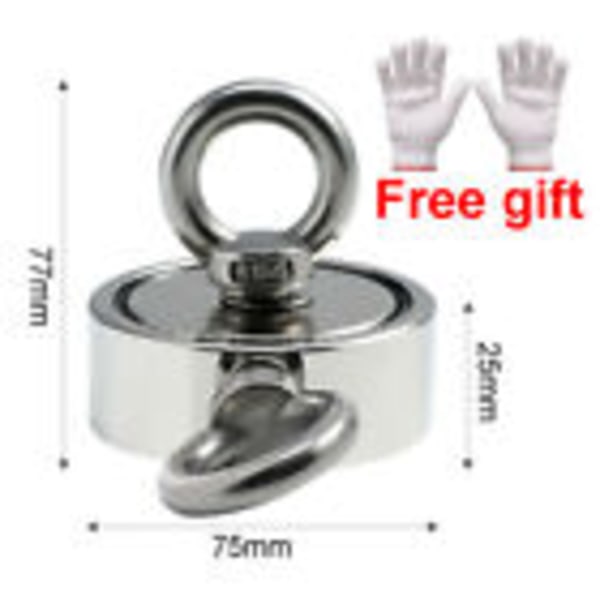 500 kg 75 mm Vahva Magneettinen Kalastus Metallinpaljastin 10 m Köysi 2-puolinen Neodyymi{GKS}