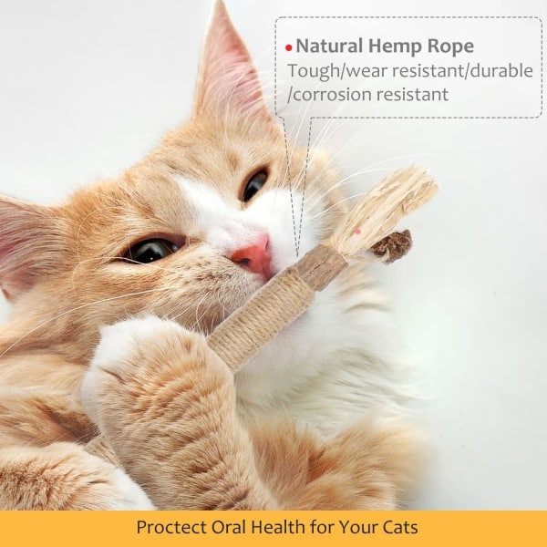 6-pack Naturlig Matatabi Silvervine Tugleksak, Katt Tugleksak, Katt Leksaker, Perfekt Present till Kattungar