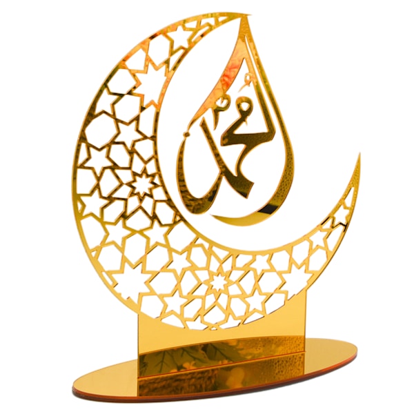 Eid Mubarak Akryl Ornament Ramadan Gull Måne Dekorasjon for