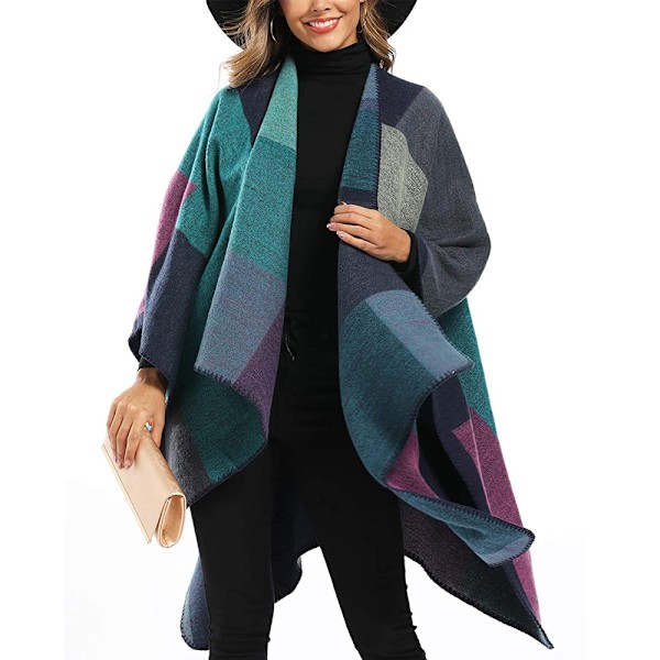 Dam Sjal Wrap Poncho Ruana Cape Öppen Fram Cardigan