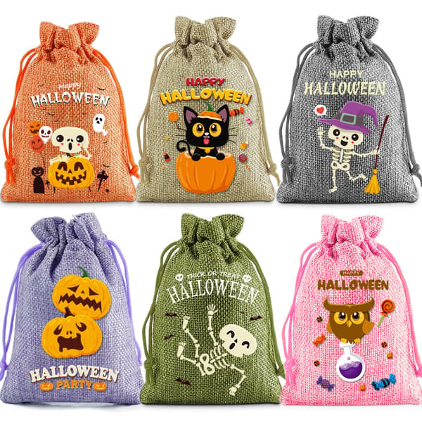 2026 Halloween-juuttinarupussit, 10x14cm juhlapalvelu-karkkilahjapussit 12pcs