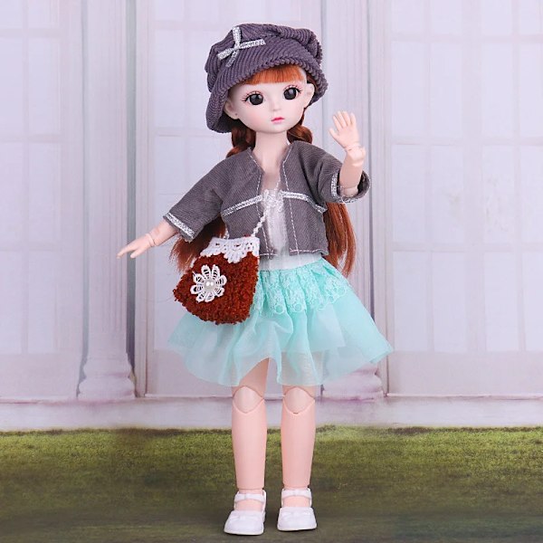 1/6 30CM BJD Dockdocka Flicka DIY Klä Upp Prinsessa Leksak 3D Simuleringsögon Makeup 21 Rörliga Leder Dockor och Kläder Set Purple Doll and clothes