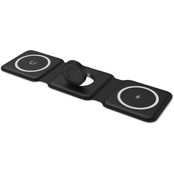 Multi-Apple Enhetsladdningsdocka - 3 i 1 Vikbar Magnetisk Trådlös Laddningsdocka - Reseladdningsplatta (Mörk)