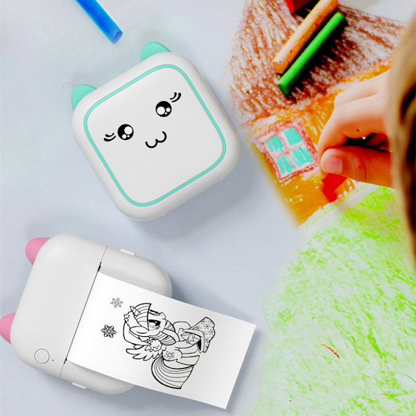Mini fotoprinter, labelprinter, håndholdt notesbog, QR-kode termisk overførsel Bluetooth mini printer