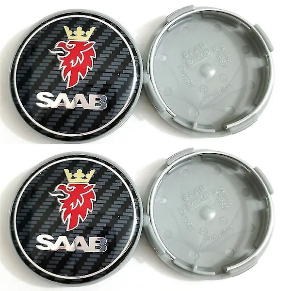 4 stk. 63mm Blå Karbonfiber Sorte Bilhjul Senterkopper Felger Navkapsler For SAAB 9 3 9 5 9-3 9-5 SAAB Emblem Merkevaretilbehør{GKS} Carbon 4pcs