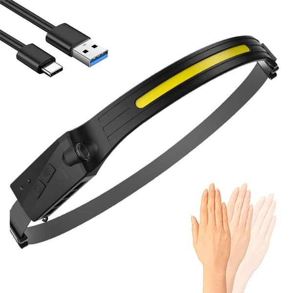 Hodelykt LED oppladbar USB joggehodelykt, hodelykt LED sensor