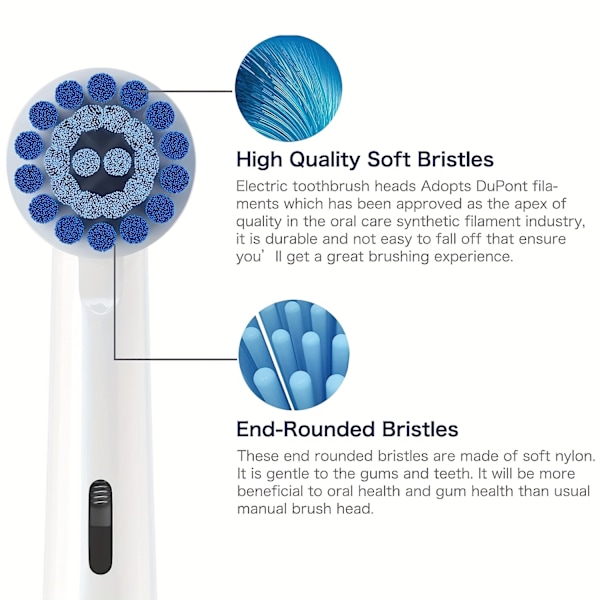 8-pack sensitive tandköttsvårdsborsthuvuden kompatibla med Oral B Braun eltandborste. Mjuka borststrån för överlägsen, skonsam rengöring 8pcs/Pack