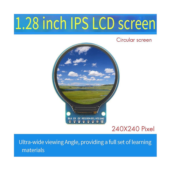 1,28 tum Ips Full View Tft Display LCD-skärm Spi Seriell Port Rund skärm 240x240 Upplösning Colo black blue