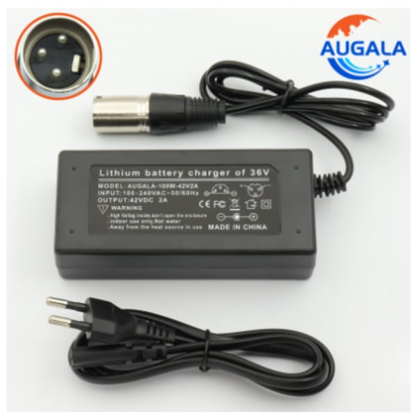 36V 2A Batteriladdare Utgång 42V 2A Laddare Ingång 100-240 Vac Litium Li-ion Li-poly Laddare För 10 Serie 36V Elcykel EU