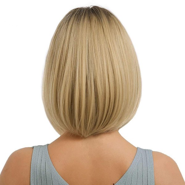 ACY Mörk botten blond peruk vacker lugg kort bob peruk 30 cm värmebeständig syntetisk
