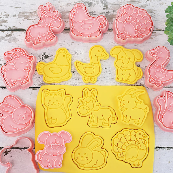 8 stk. Form Kage Udskærer Stempel Pres Fondant Sukkerhåndværk B
