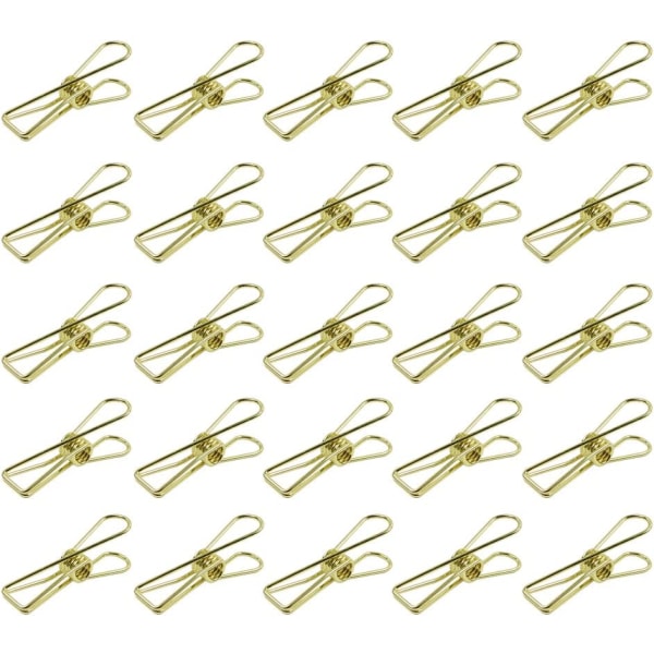25-pack guld små metallklämmor - mångsidiga verktygsklämmor