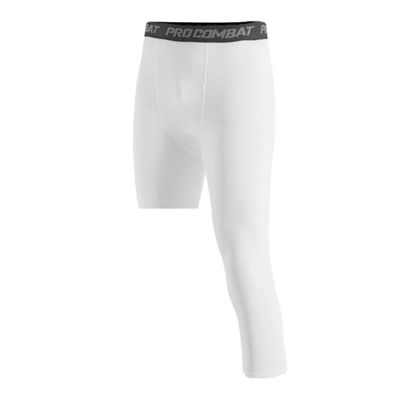 Kompressions Baskettights byxor med ett ben för män kompression cr white-left M