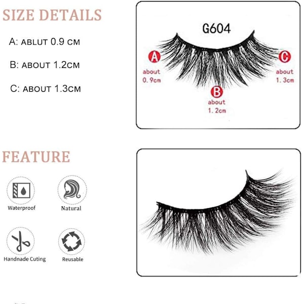 (iLashes.SE) 5 paria tekoripsiä - 3D faux mink G604 musta (iLashes.SE) (G-604)