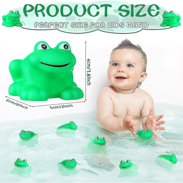 Gummigrodor gnisslar och flyter grön groda, badleksak i gummi, badleksaker för baby shower för dusch, badleksaker för pojkar och flickor 20pcs