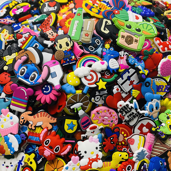 100 stk. 3D slippers ornamenter (tilfældigt udseende), sko charm, Cu[GKS]