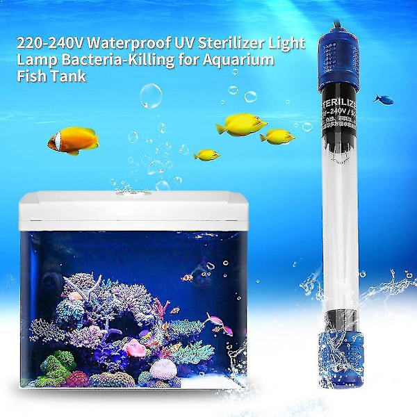 220-240V Vandtæt UV-lampe Akvarium LED-lys Steriliseringslampe Algegrønne Bakterier Drab UV-lampe Vandsterilisering Akvariumsterilisering EU P