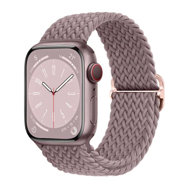 Flätad ögla för Apple Watch Rem 44mm 40mm 45mm 41mm 42mm 38mm 49mm Elastiskt Solo armband iWatch series 9 se 7 5 6 Ultra2 Band 40.Smoke Purple 40.Smoke Purple 38mm 40mm 41mm