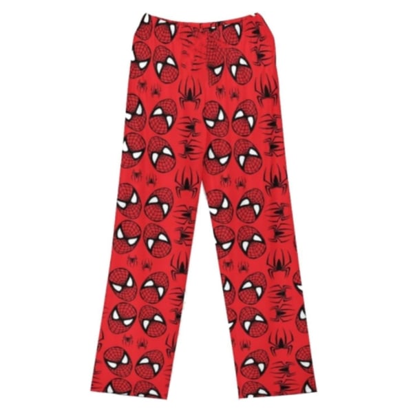 Women Christmas cartoon fleece pajama pants, girls cartoon cat print flannel sleepwear pants (all over print) Red Spider