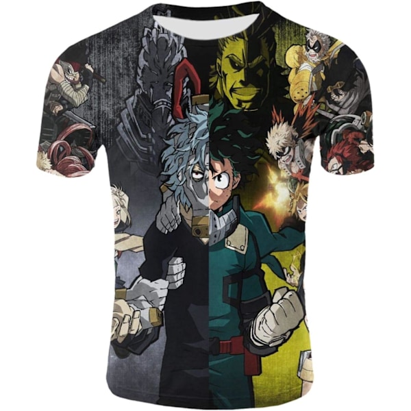 For Cosplay My Hero MHA T-shirt - 3D Print Sublimation Crew Neck T-shirts - Anime and Manga Halloween Shirt for Unisex Adult Large