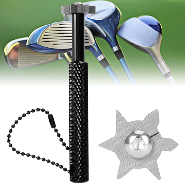 Golfmailan teroitin ergonomisella muotoilulla, urien puhdistus, teroitustyökalu, lisävaruste reiällä ripustusnarulle, musta 0.1