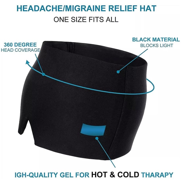 HHL Gel Varm Kall Terapi Huvudvärk Migrän Relief Cap För Chemo Sinus Hals Bärbar terapi Wrap Stress Tryck Smärtlindring Massage