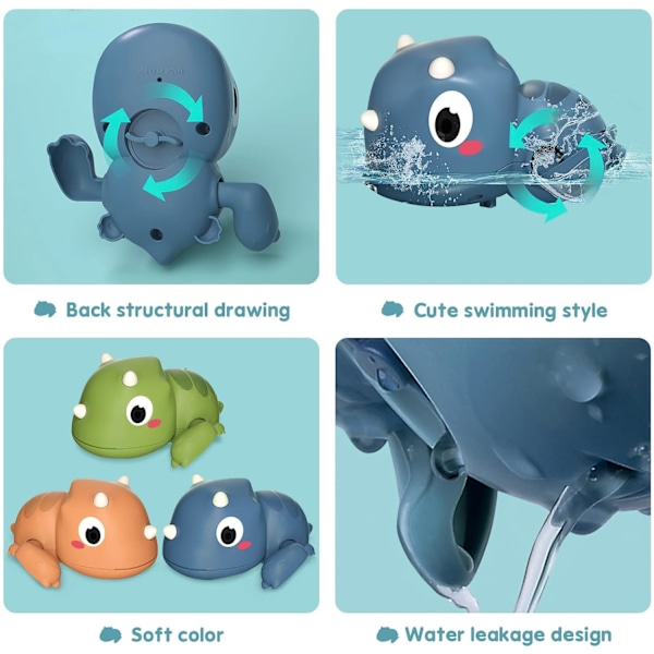 Baby 6-12 månader, 6-pack Dinosaurie Badleksaker Poolspel 1 2 3 år, Djur Badkar Klockbutik Barnleksaker, Baby Badleksaker Flytande Badkar Flicka