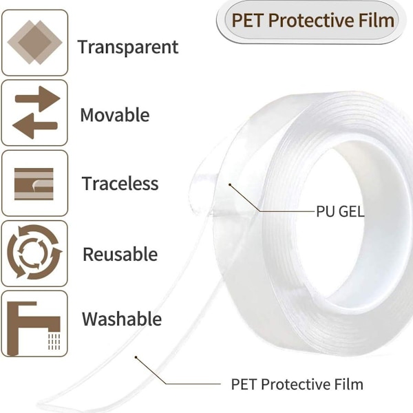 Nano tape, multifunktionel nano skridsikker dobbeltsidet tape