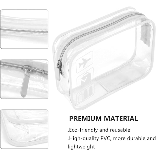 Transparent necessär för resa, TSA-godkänd, 1 liter, transparent flygplansväska, transparent sminkväska för vätskor, transparent duschväska white