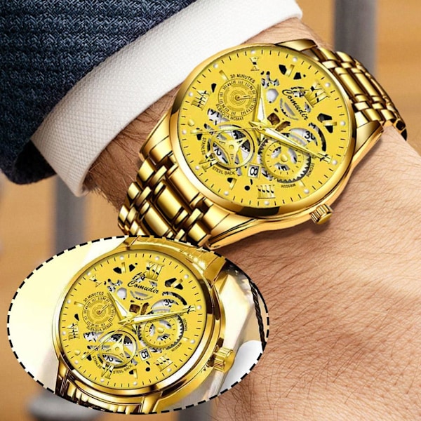 Herreklokke Kvarts Urverk Business Klokke Automatisk Mekanisk Golden Golden