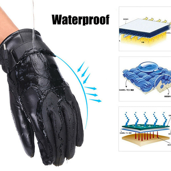 Elektriska Uppvärmda Handskar Uppladdningsbara USB Handvärmare Värmande Vantar Svart Black One size