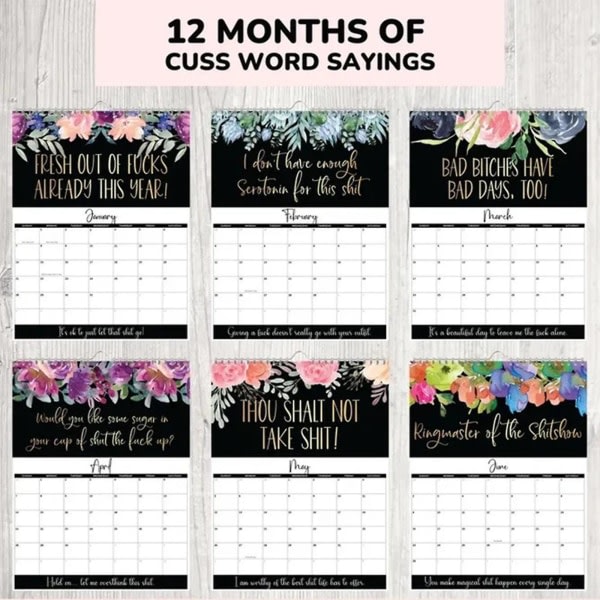 Funny Fuck It Wall Calendar 2024 för trötta kvinnor, kalender 2024 från januari till december, unika kvinnor kalender för planering/organisering 1pcs