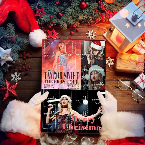 Joulukalenteri Taylor Swift The Eras Tour -riipuksilla ja avaimenperillä, 24 päivän laskurikalenteri, adventtikalenteri 2024