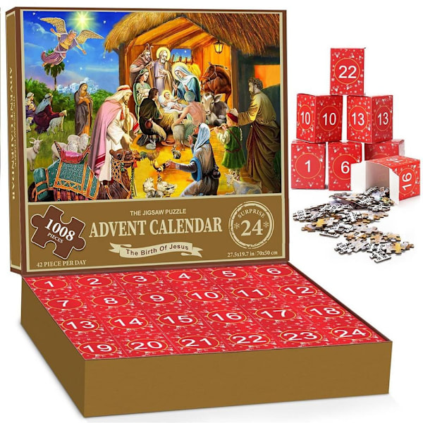 2023 Advent Calendar Puzzle for Kids and Adults 1008 Puzzle Pieces 24-Day Christmas Countdown Calendar Family Game