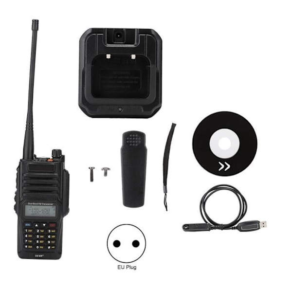 HURRISE Bærbar Walkie Talkie HURRISE Toveis Radio UV XR Walkie Talkie Programmeringskabel Lydstykke EU-plugg