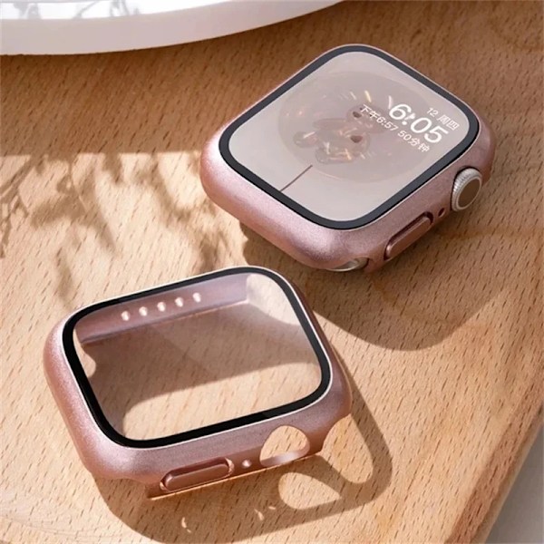 Härdat glas+ cover for Apple Watch Case Tilbehør 45 mm 41 mm 42 mm 38 mm PC-cover iWatch 6 5 4 se 44 mm 40 mm Transparent 19 Transparent 19 Series 4654 SE 44MM