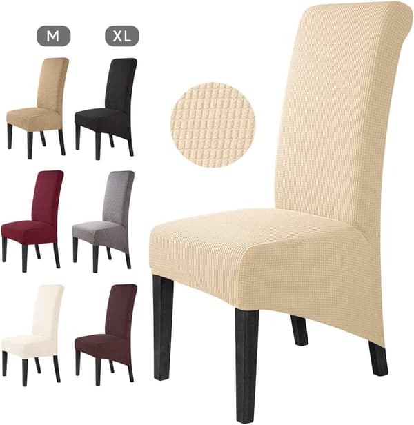 4-pakning spisestoltrekk i jacquard-stretch, avtakbart, vaskbart U A
