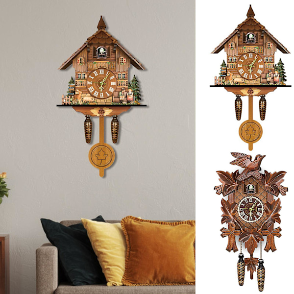 Tysk gökur från Schwarzwald, retro nordisk stil, trägökur för vägg