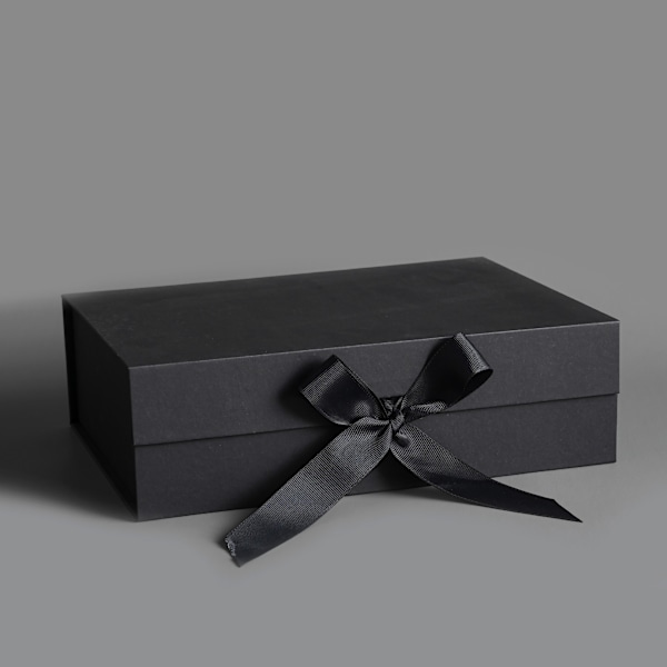 Black small paper box with ribbon, bow gift box magnetic gift box