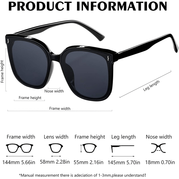 Trendiga överdimensionerade solglasögon för kvinnor män, vintage fyrkantiga solglasögon med UV400-skydd platt lins