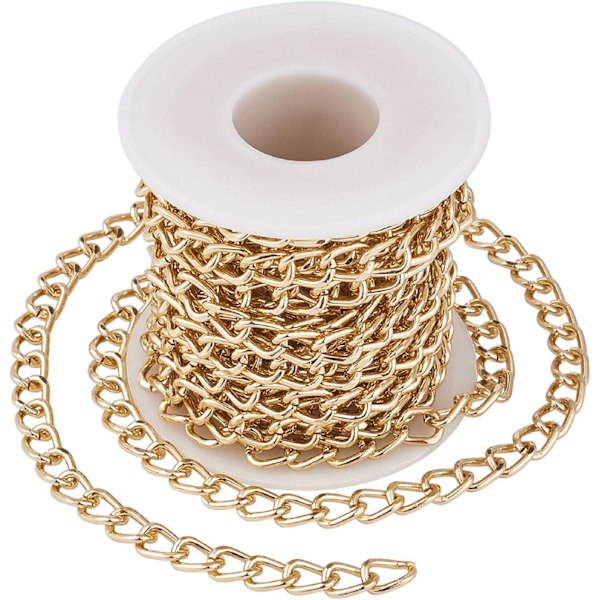Guld Aluminium Osvetsad Vriden Kedjerulle - 5m - 10 x 6,5mm - DXGHC