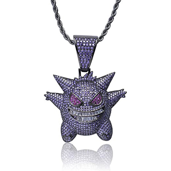 Gengar Lilla Cubic Zirconia Hip Hop Anheng Halskjede for Fans Klassisk Kolleksjon