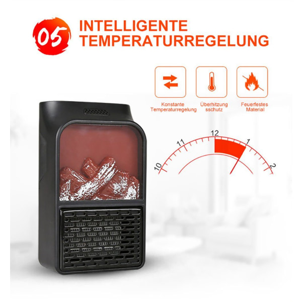 Bärbar Mini Heater Simulering Flame Heater 500W